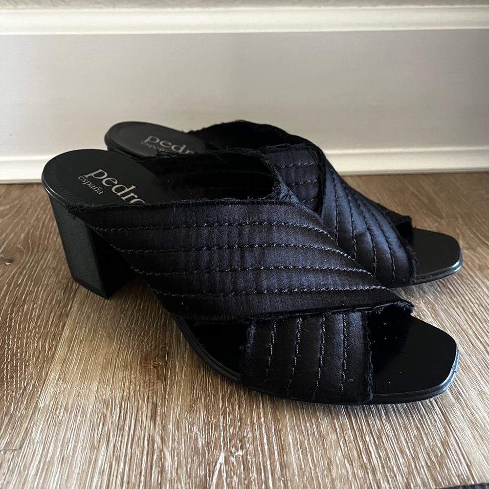 Pedro Garcia Xail Black Satin Mules